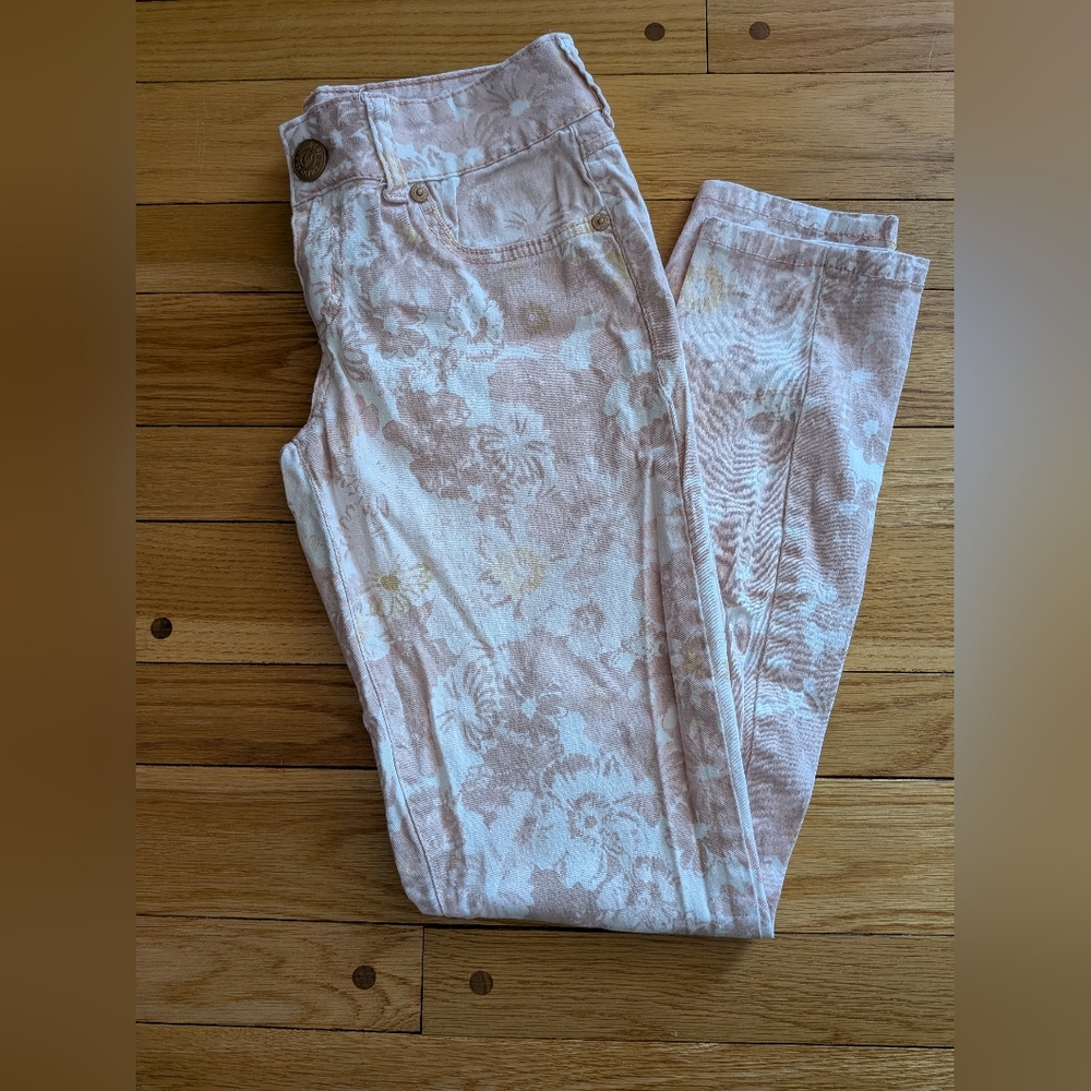 Women's Pink Floral Skinny Legging Pants